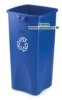Conteneur Rubbermaid tri selectif carr» bleu logo recyclage 87 Litres