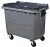 Conteneur à déchet 4 roues 660 Litres Couvercle Gris Barre Ventrale
