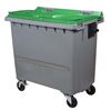 Conteneur à déchets 770 litres 4 roues CV vert barre ventrale