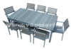 Table de jardin a rallonge 240 cm teck composite 6 chaises 2 fauteuils