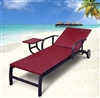 Bain de soleil resine tressee aluminium Kaiman bordeaux avec tablette