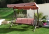 Balancelle de jardin 3 places Miami assise textilène lie de vin