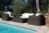 Salon de jardin resine tressee Mikonos fil rond prestige 4 places