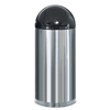 Poubelle Rubbermaid ronde Easy Push 56 L acier inoxydable