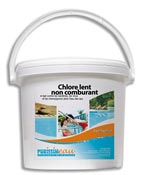 Chlore lent galet 200 grs produit piscine seau 10 kg