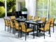 Acheter Table de jardin noire en aluminium plateau en verre 6/10 personnes