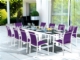 Acheter Table de jardin blanche en aluminium plateau en verre 6/10 personnes