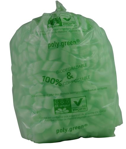 Sacs bio 40-45 litres - 60 pièces de sacs poubelles biodégradables - 55 x  76 cm - Sacs