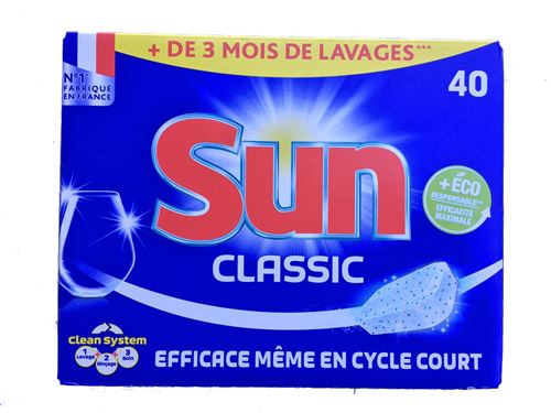 SUN maxi tablets 3 en 1 pastille lave vaisselle pack de 40