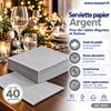 190101 - Serviette papier Noël argent 38x38 gaufrée par 40