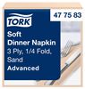 477583 - Serviette papier Tork ivoire 39x39 3 plis colis de 1200