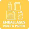 Sticker tri sélectif jaune pour emballages 132x132 mm