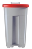 Poubelle tri cuisine 90 L grise couvercle rouge