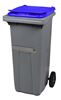 Conteneur poubelle 2 roues 120L bleu barre ventrale Rossignol