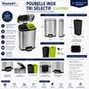 89910408 - Poubelle inox bureau tri sélectif 2X5L