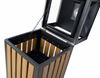 Poubelle extérieur bois et acier carré 70 litres serrure