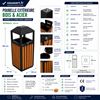 ECL10 - Poubelle extérieur bois et acier carré 70 litres serrure