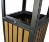 Poubelle extérieur bois et acier carré 90 litres avec serrure