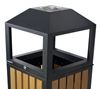 Poubelle extérieur bois et acier carré 90 litres avec serrure