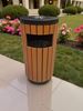Poubelle extérieur bois et acier ronde 50 L