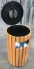 Poubelle extérieur bois et acier ronde 50 L