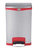 Poubelle Slim Jim Rubbermaid 50 L gris et rouge