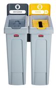 Poubelle tri selectif Slim Jim 2 flux gris et jaune