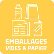 Sticker tri sélectif jaune pour emballages 132x132 mm