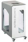 Poubelle de tri sélectif vigipirate à roulettes 90L autres déchets cubatri blanc