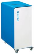 Poubelle de tri sélectif à roulettes 90L papier cubatri blanc