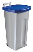 Poubelle tri cuisine 90 L grise couvercle bleu