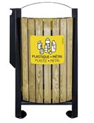 Poubelle extérieur bois tri cendrier 2 flux