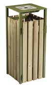 Poubelle bois exterieure avec cendrier Rossignol 110L vert olive