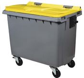 Conteneur poubelle 4 roues 660L jaune Rossignol