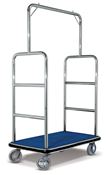 Chariot porte bagage hotel chrome tapis bleu