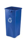 Conteneur Rubbermaid tri selectif carré bleu logo recyclage 87 L