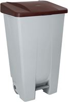 Poubelle tri sélectif cuisine couvercle marron 120 L 