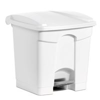 Grande poubelle cuisine professionnelle blanche 90L couvercle bleue