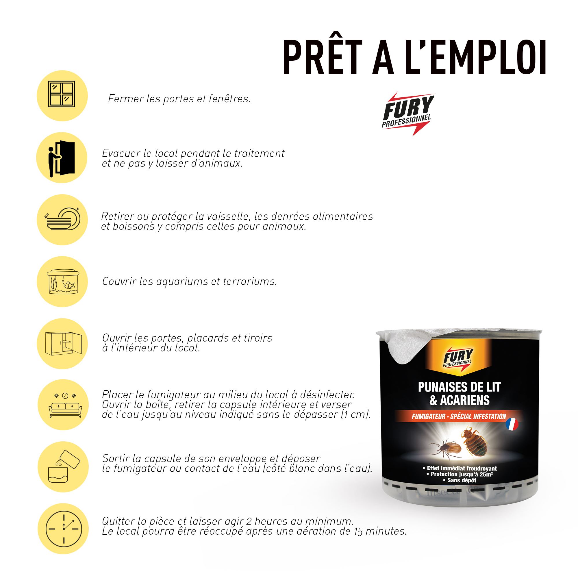 Fumigateur punaises de lit et acariens Fury 25 m² - Insecticides