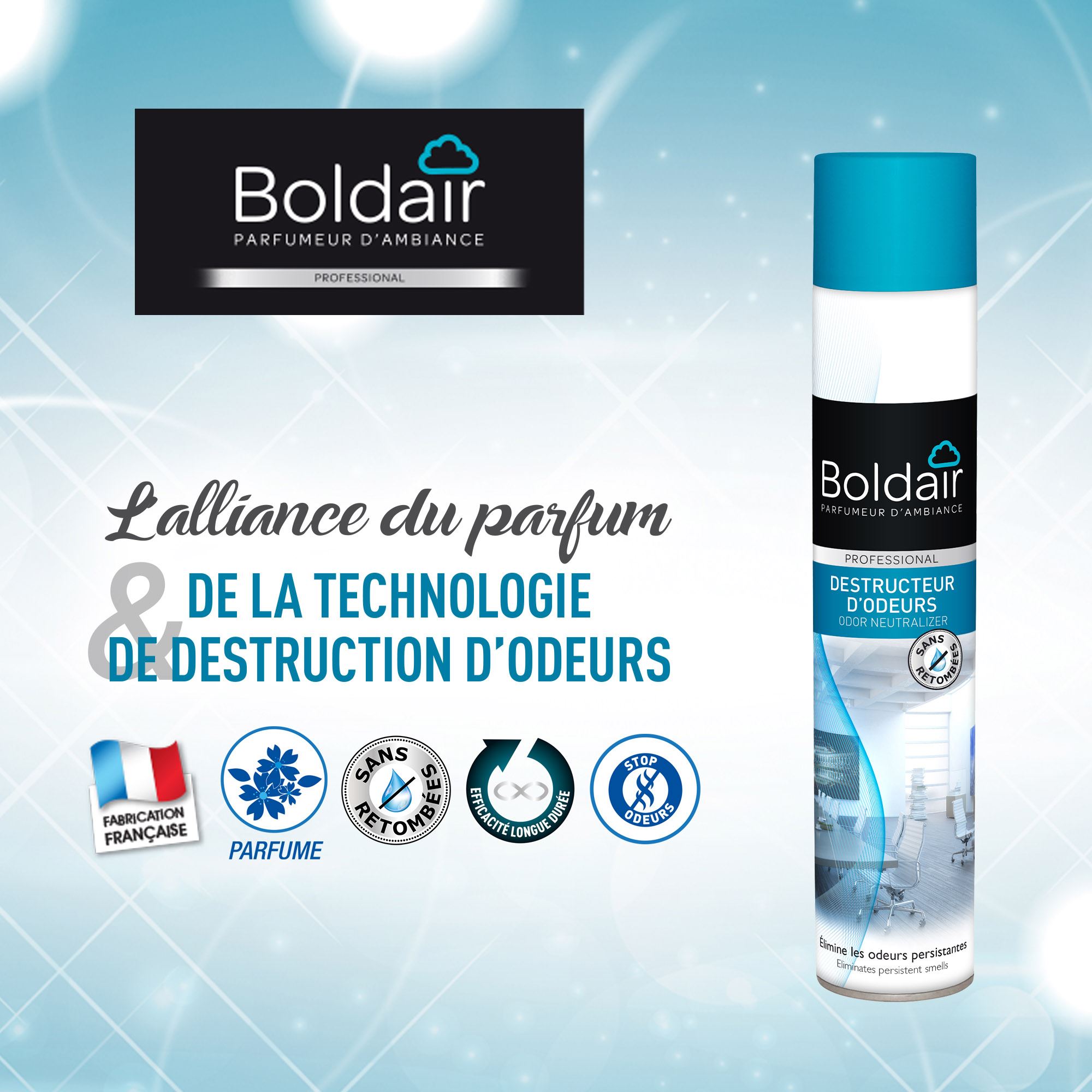 BOLDAIR destructeur d´odeur désinfectant Bambou Jasmin Ecocert