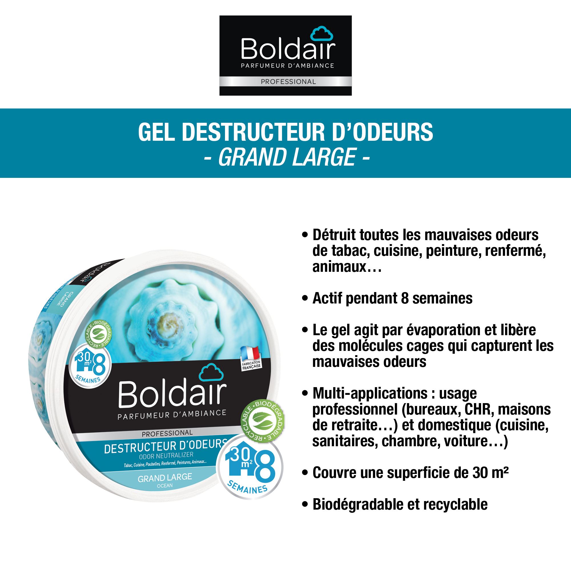 Destructeur d'odeur gel BOLDAIR, parfum fleur de coton 300 g