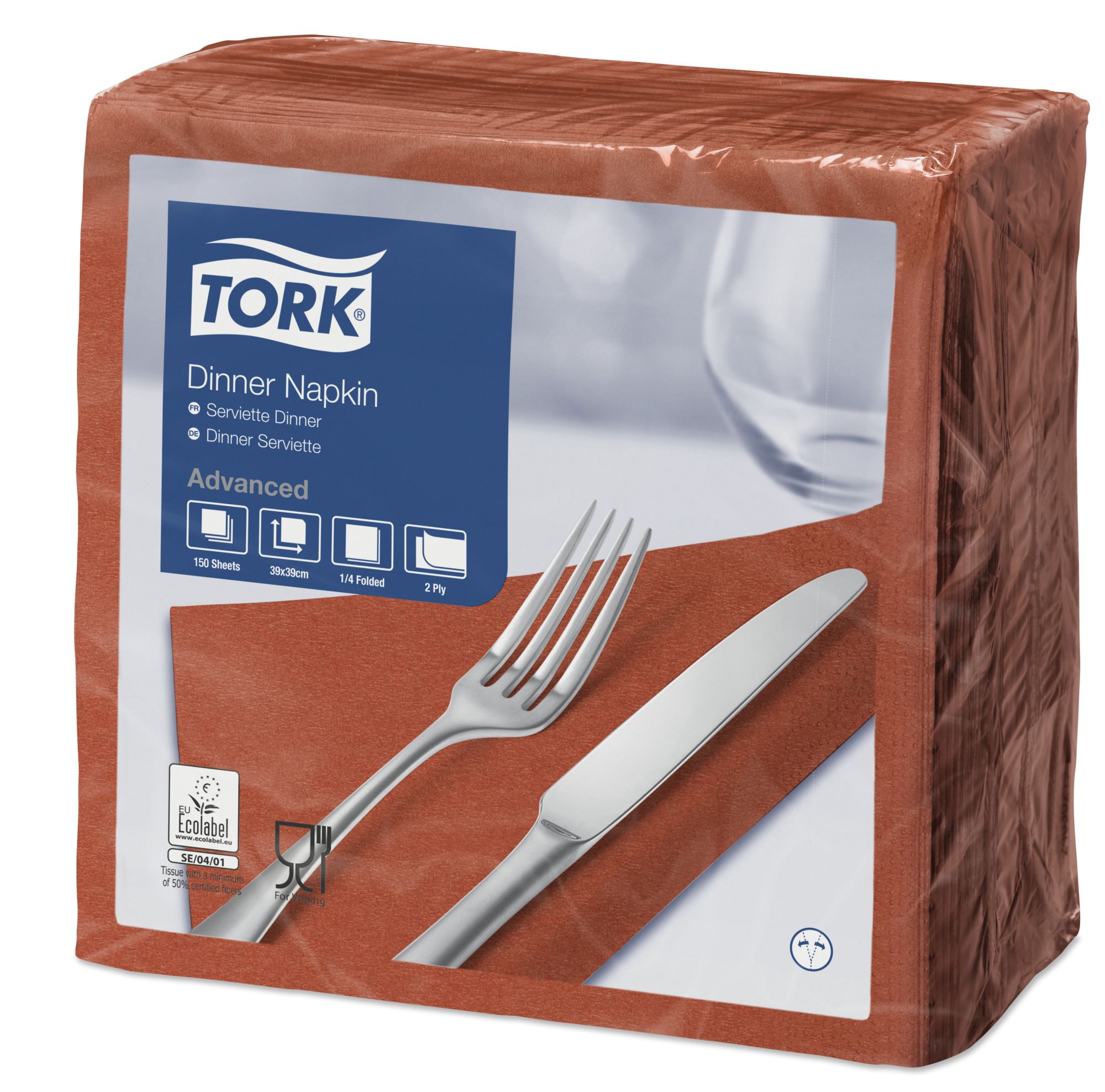 Serviette papier Tork 39x39 2 plis terracotta - Voussert