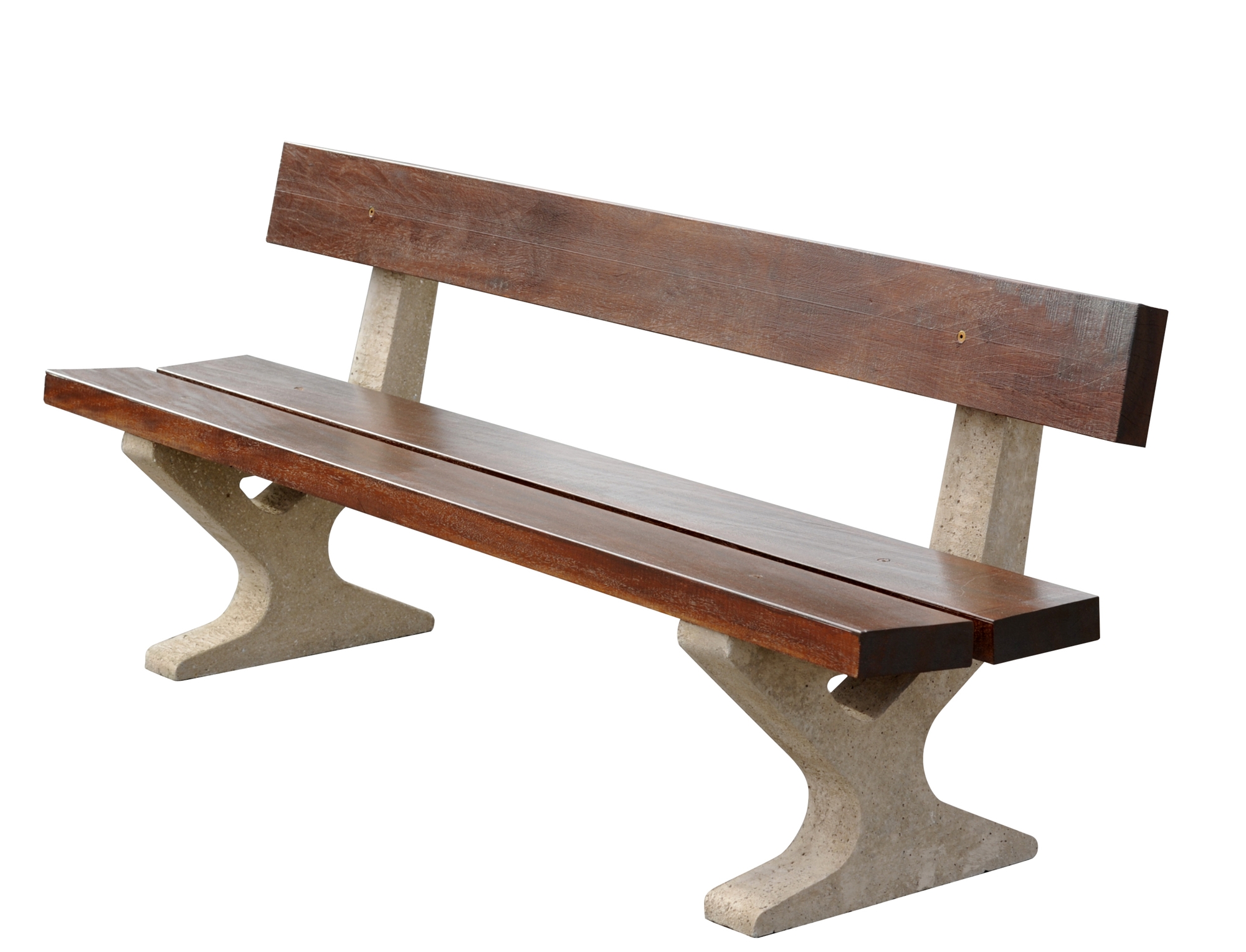 Banc concorde d'extérieur en bois et béton lavé argoat