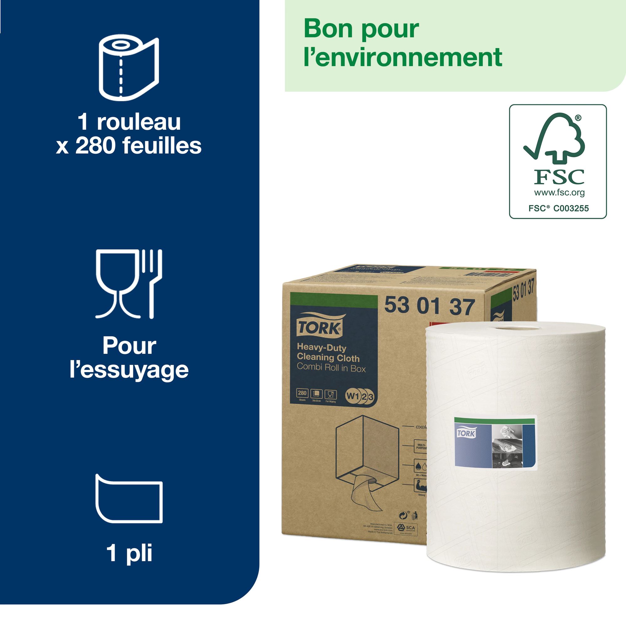 TORK Boîte distributrice de 120 Chiffons de nettoyage Ultra