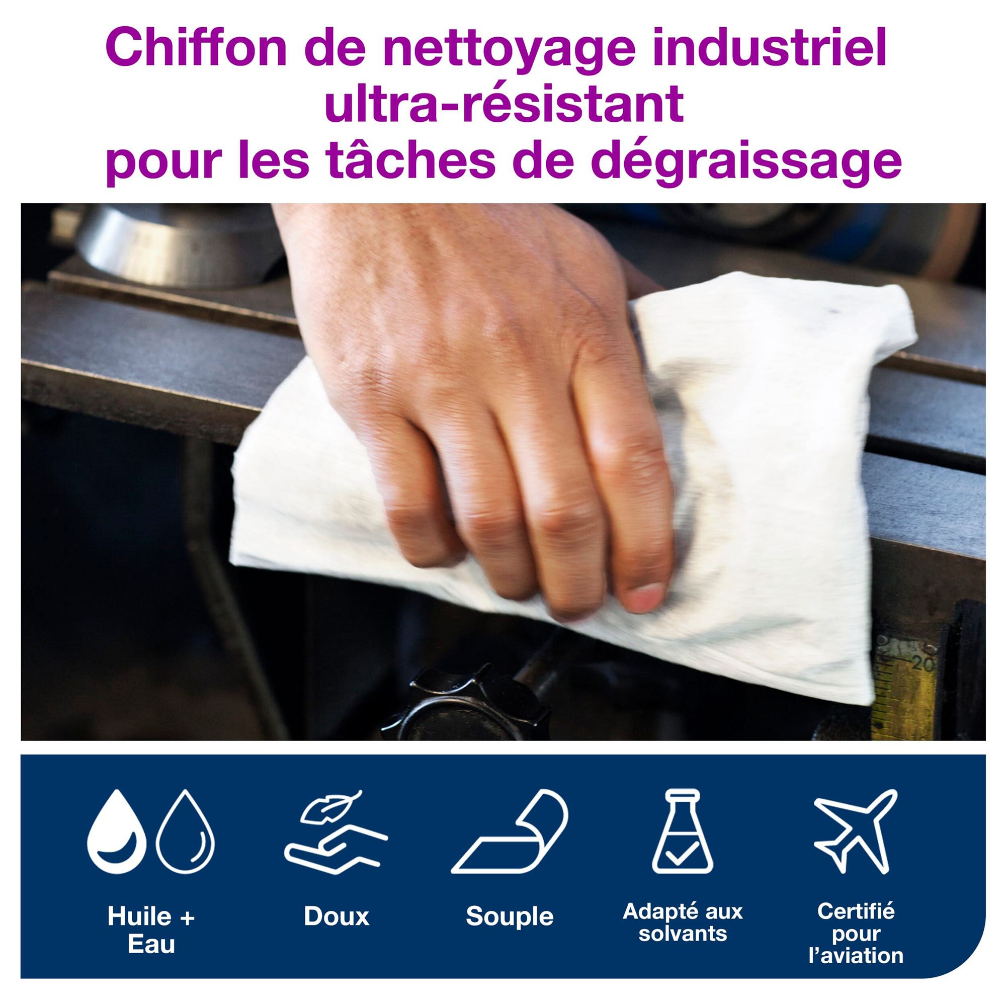 Chiffon simili-tissu de nettoyage Tork pour usages robustes, boîte