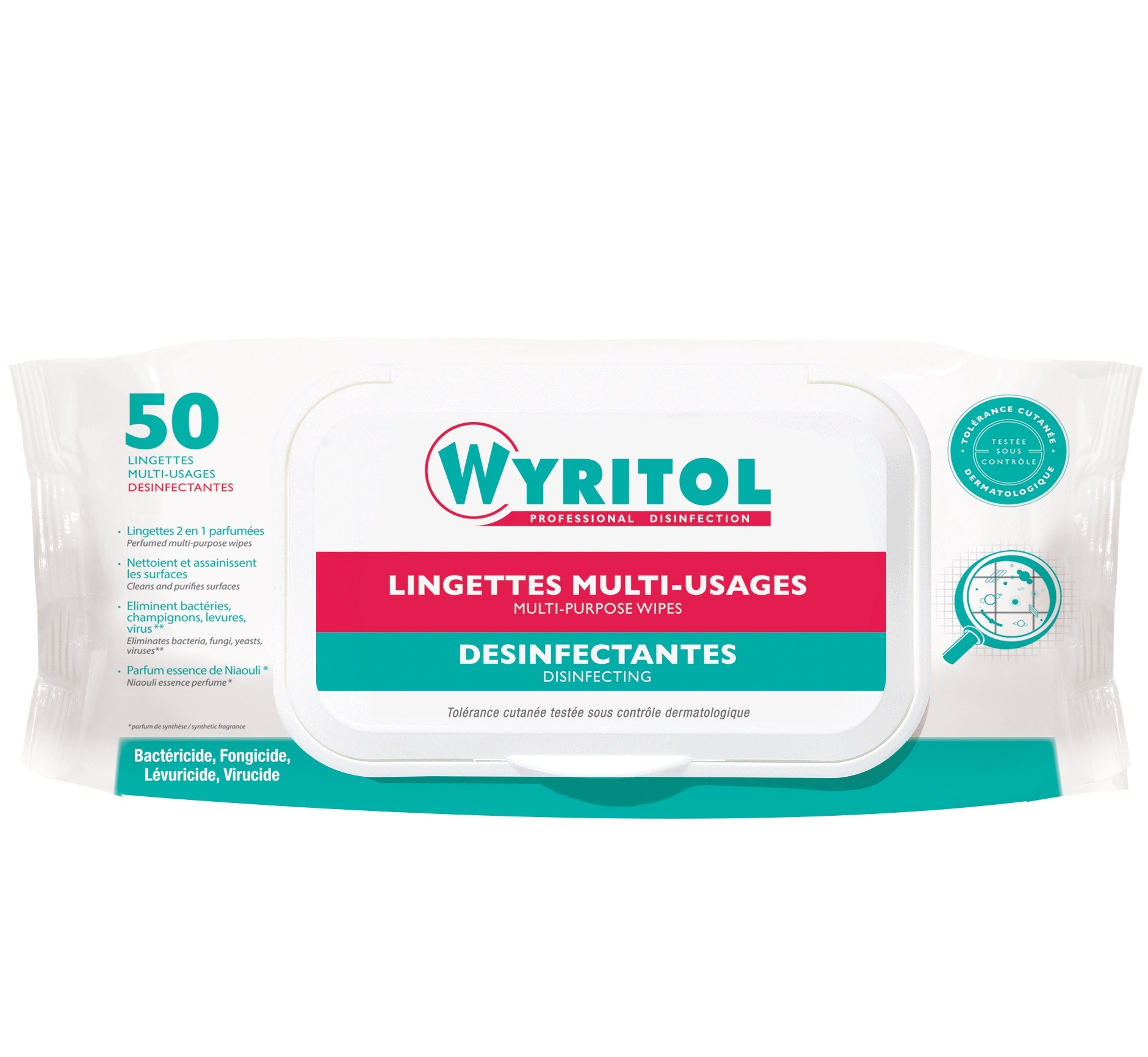 Lingette désinfectante multi-surfaces Wyritol - boîte de 120