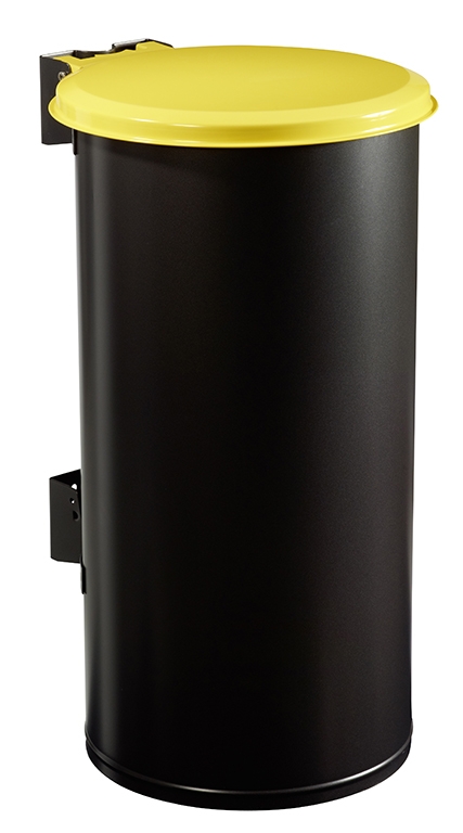 Support De Sac Poubelle Jaune Avec Couvercle - Rangement Recyclage Cuisine 60-120L, Cadre Bambou