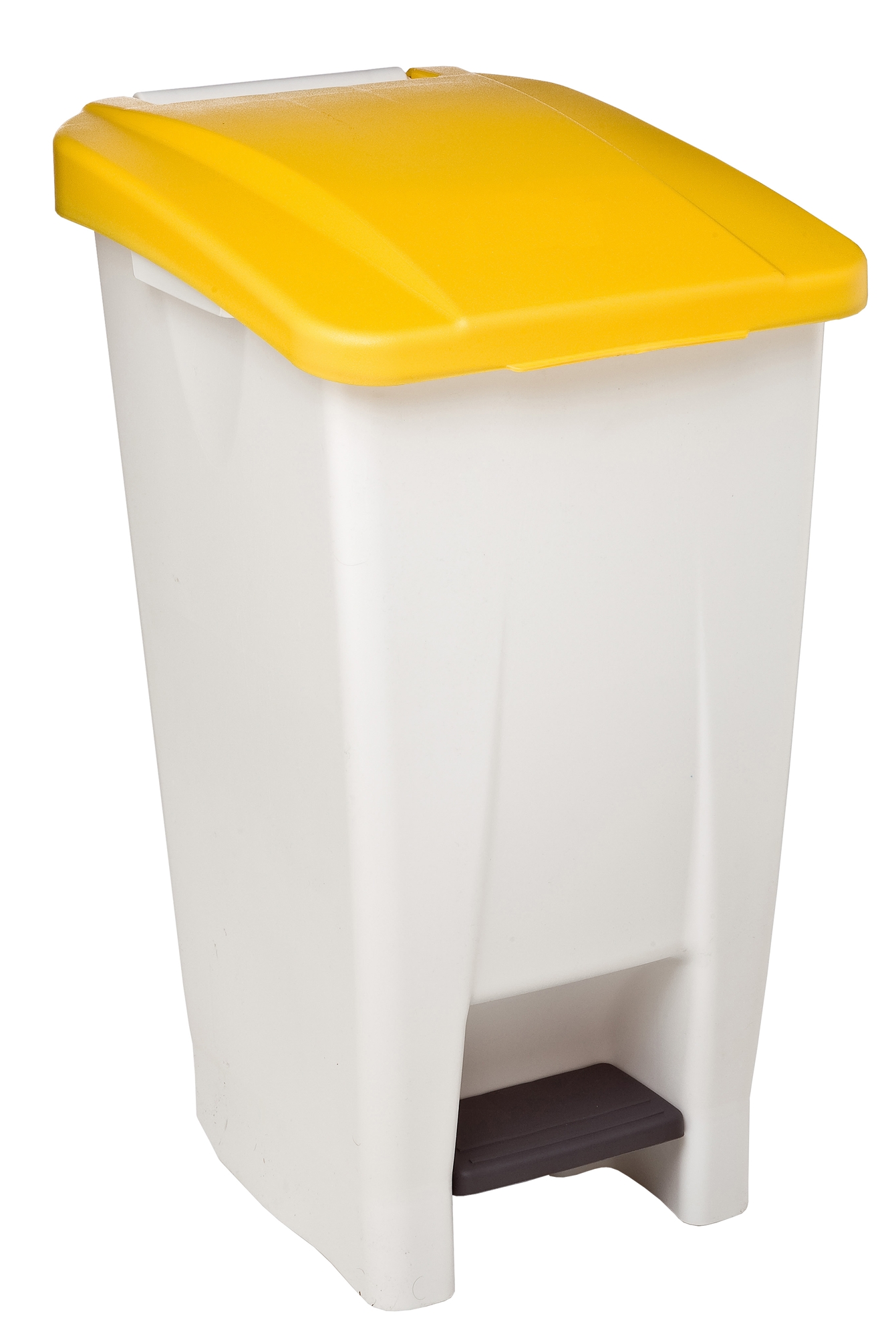 Poubelle de tri sélectif pour plastique 50L Blanc / Jaune avec ou sans  serrure