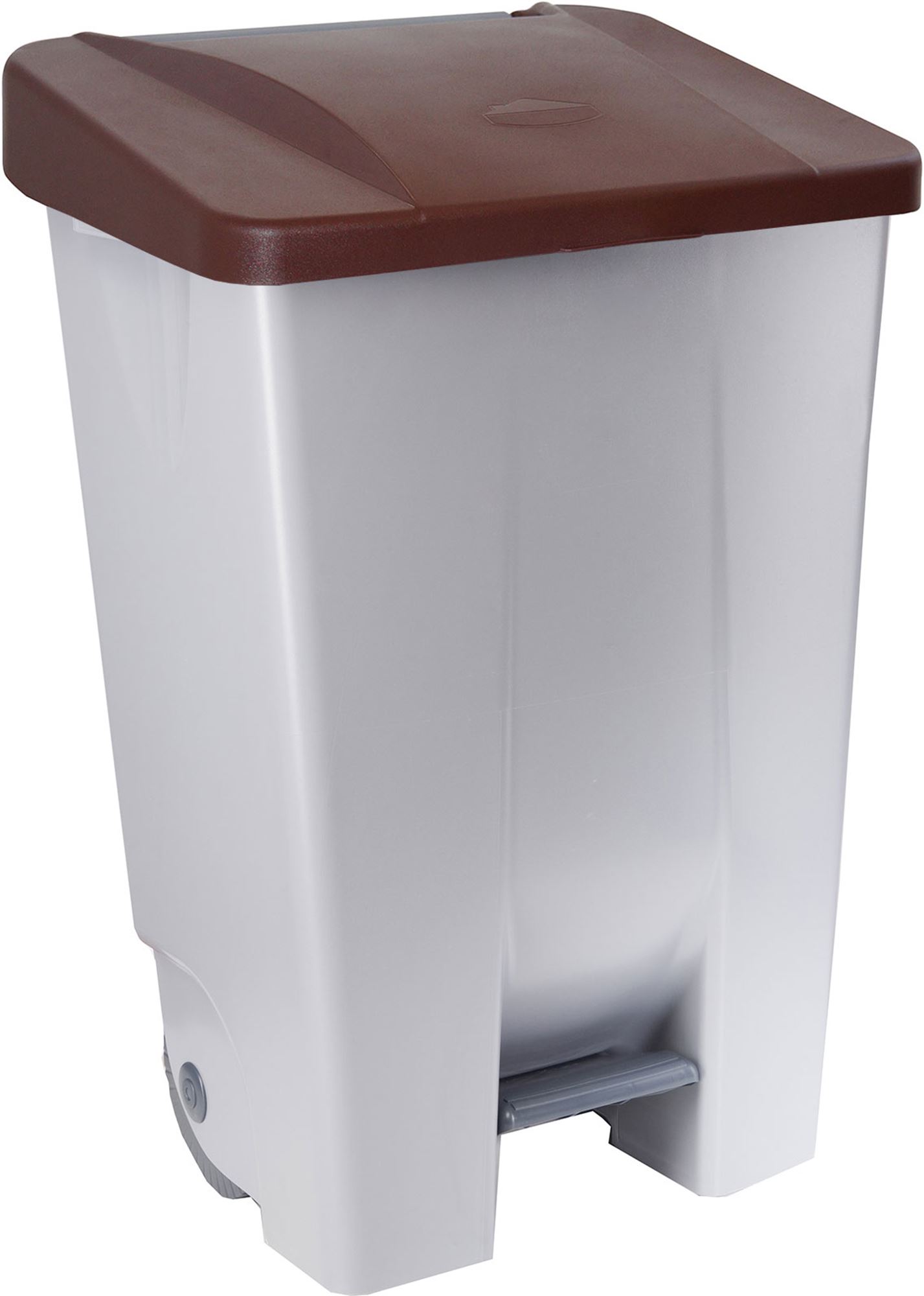60623416 - Poubelle tri sélectif cuisine couvercle marron 80 L 