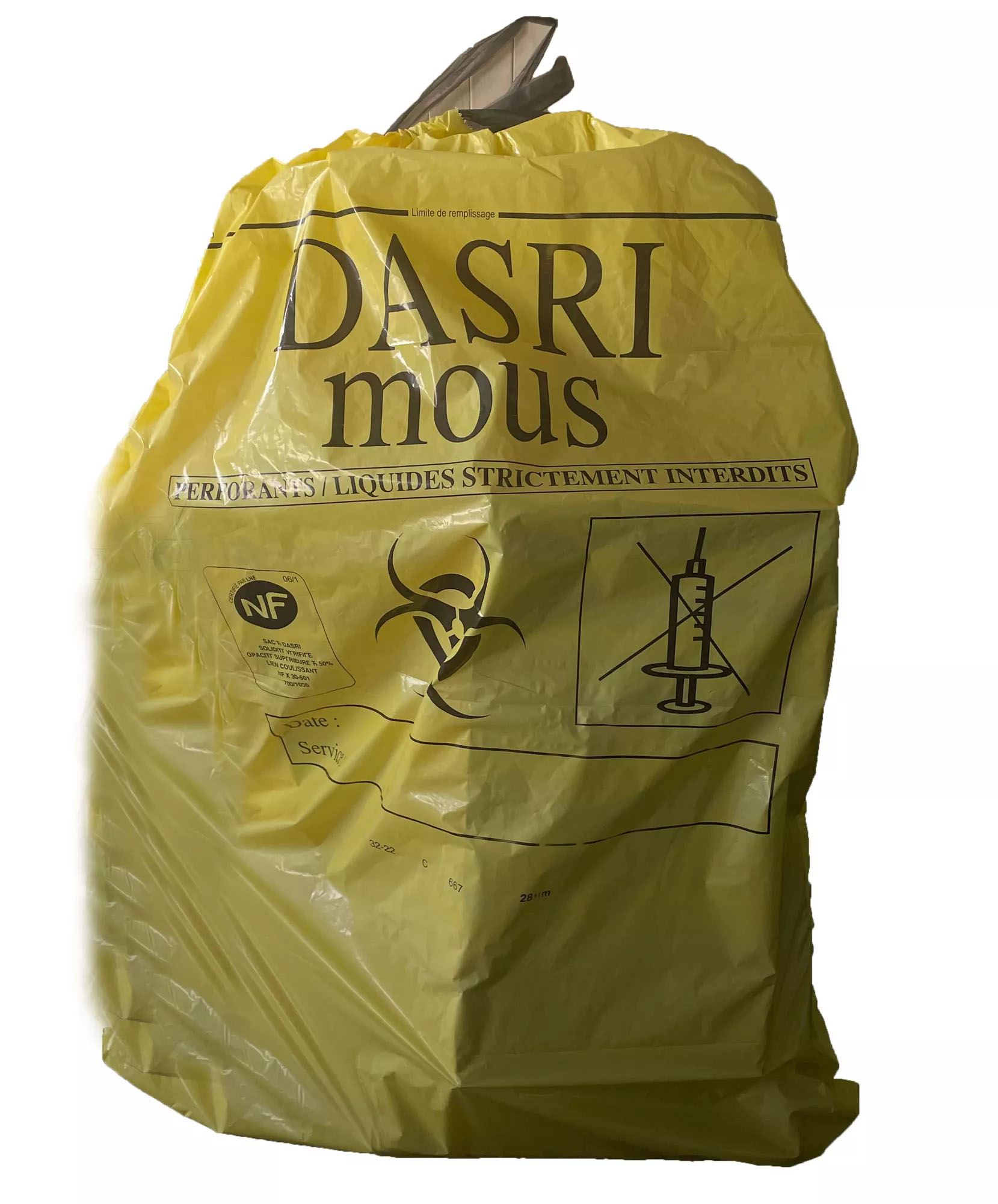 Colis de 200 sac Dasri jaune 50 microns 100L